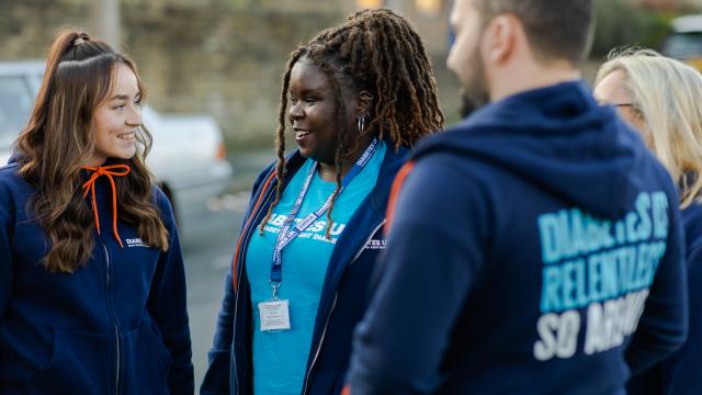 group of volunteering talking